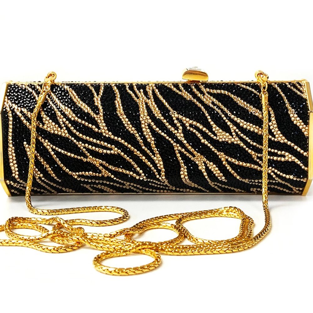 KATHRINE BAUMANN HEXAGON GUILDED ZEBRA CLUTCH